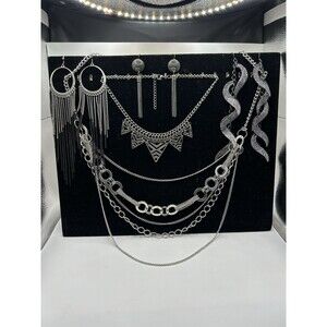 Mixed Lot Fashion Jewerly  Black Siver Tone Mix Material Necklace Earings